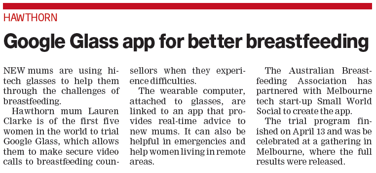 Goolge glass app for better breastfeeding