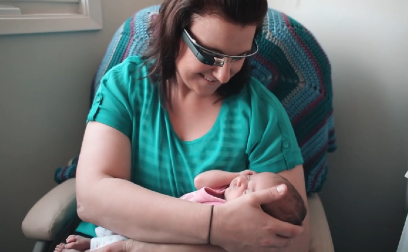 mum with google glasses