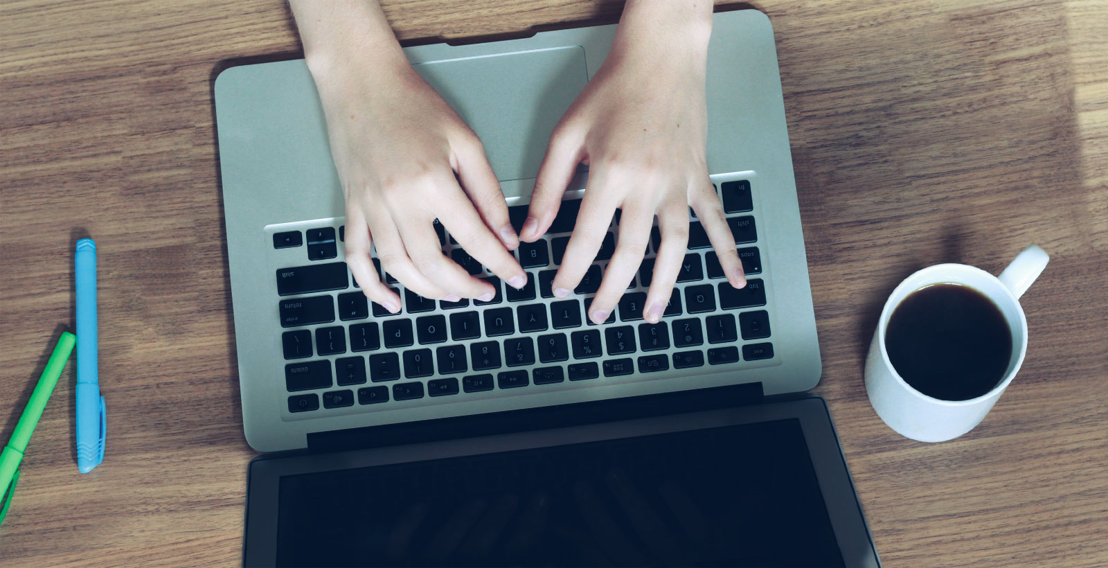 woman typing an email