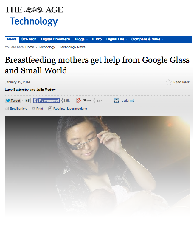 Breastfeeding mother get help from google glass and small world